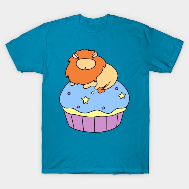 Lion and Blue Cupcake T-Shirt by saradaboru